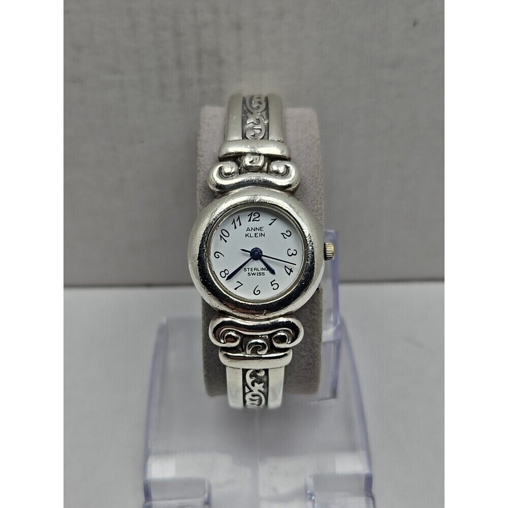 Anne Klein Sterling Bracelet Watch Swiss Quartz White Dial Womens New Battery